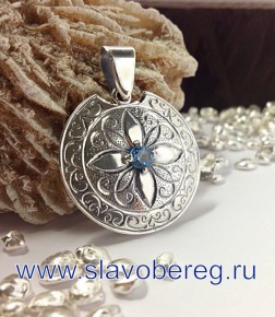 Славянский Оберег из серебра с сапфиром - изображение 1
