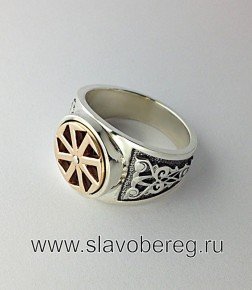 Славянский перстень с вращающимся символом Коловрат - изображение 1