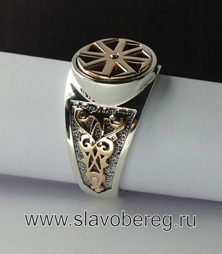 Славянский перстень с вращающимся символом Коловрат - изображение 1